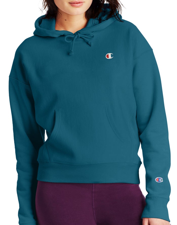 Sudadera Con Capucha Champion Mujer - Reverse Weave C Logo ( Azules ) 0487392-MJ